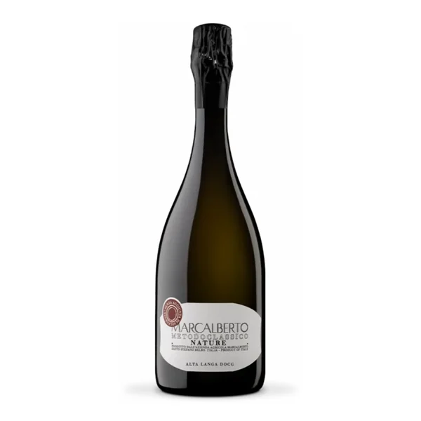 Marcalberto, Alta Langa Pinot Nero Docg Brut Nature Senza Solfiti: fotografia dal fronte